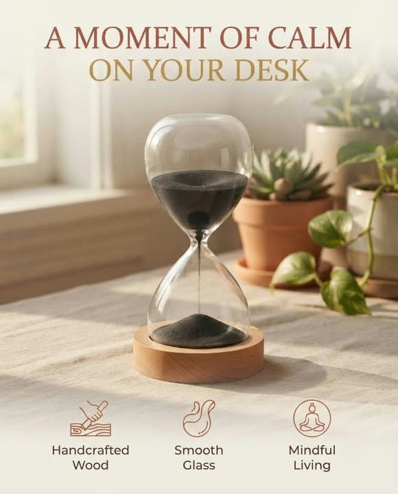 Serenity Hourglass - 15 Minute Natural Wood Sand Timer