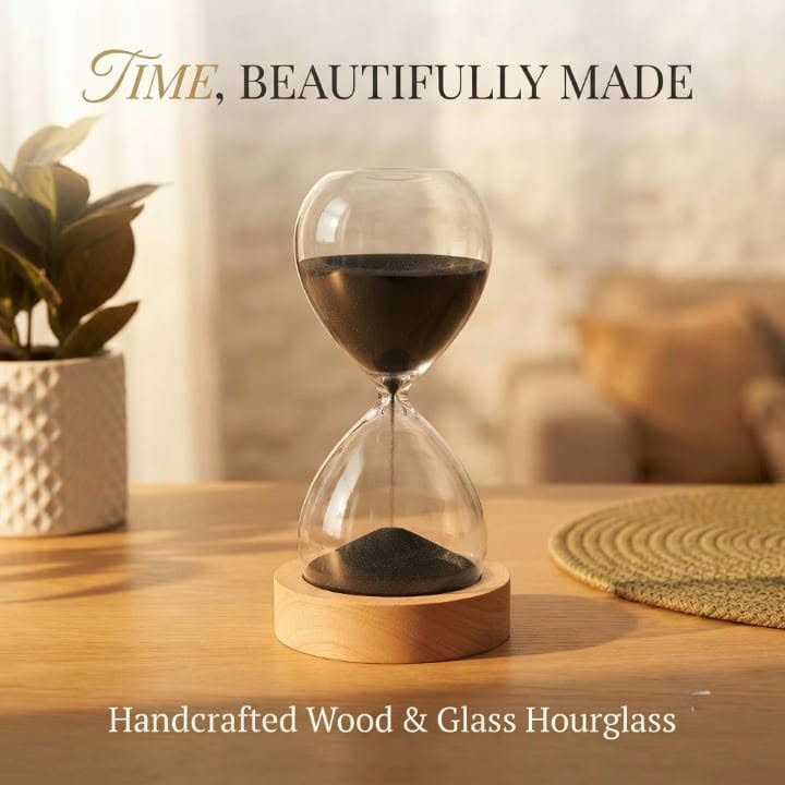 Serenity Hourglass - 15 Minute Natural Wood Sand Timer