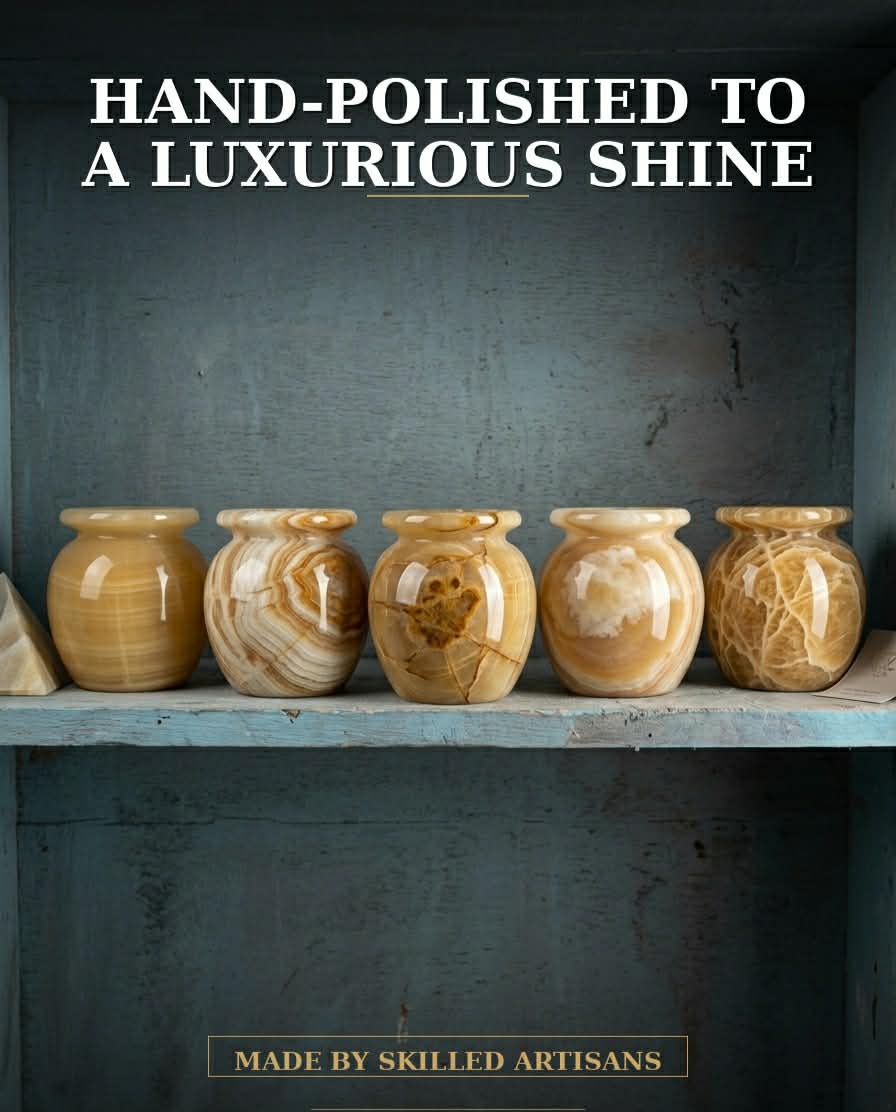 Handcrafted Onyx Mini Vase - Natural Stone Decorative Pot