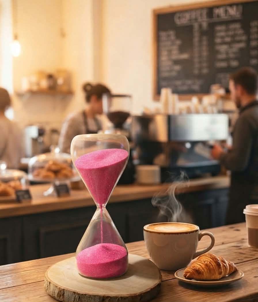Luxury Black Sand Hourglass | 30-Minute Focus Timer | Wood Base