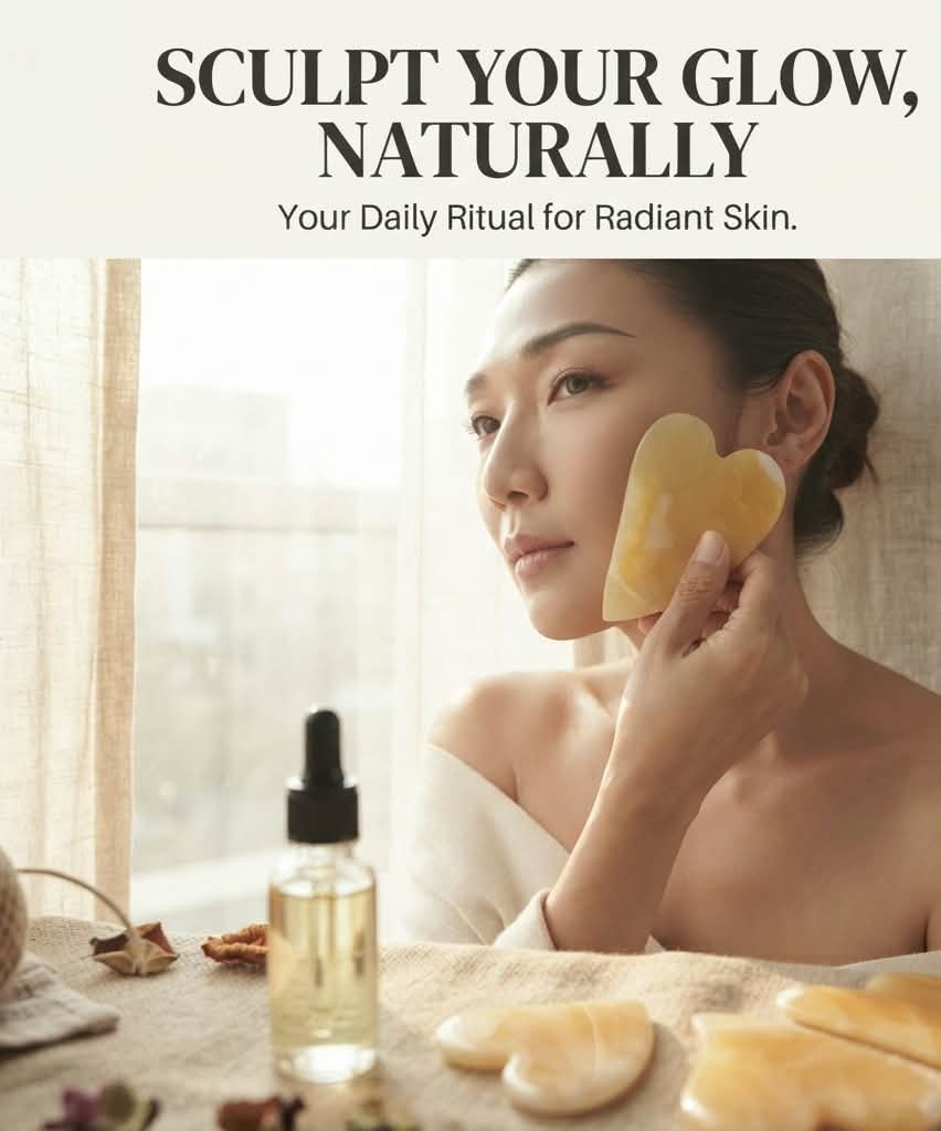 Nile Alabaster Hearts Gua Sha Set (5-Piece) – 100% Natural Egyptian Onyx Facial Sculpting Tools with Organic Facial Oil | Luxury Self-Care Gift