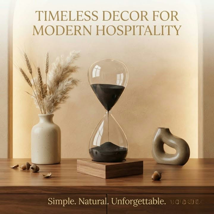 Luxury Black Sand Hourglass | 30-Minute Focus Timer | Wood Base