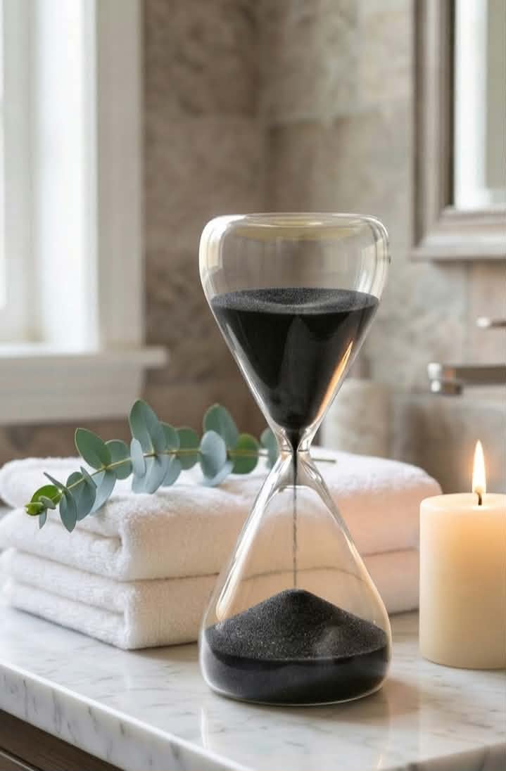 Luxury Black Sand Hourglass | 30-Minute Focus Timer | Wood Base