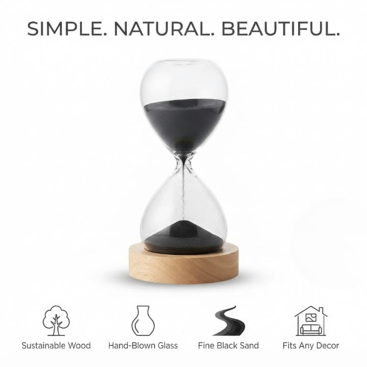 Serenity Hourglass - 15 Minute Natural Wood Sand Timer