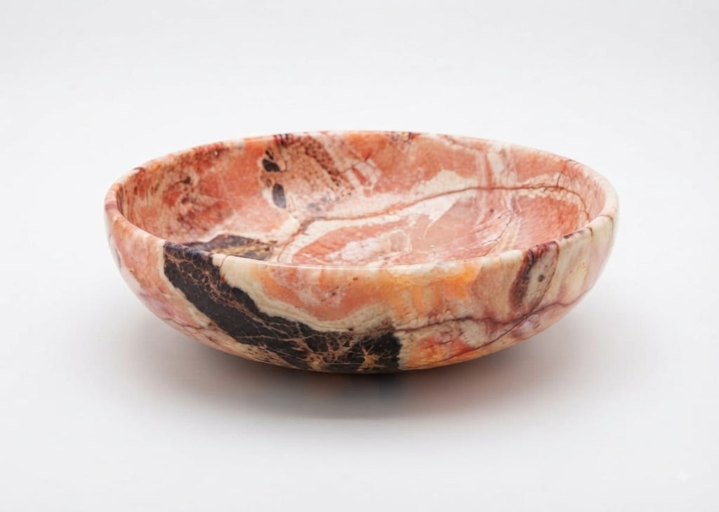 The Heritage Amber Alabaster Urn Vase | Hand-Carved Egyptian Stone Bowl