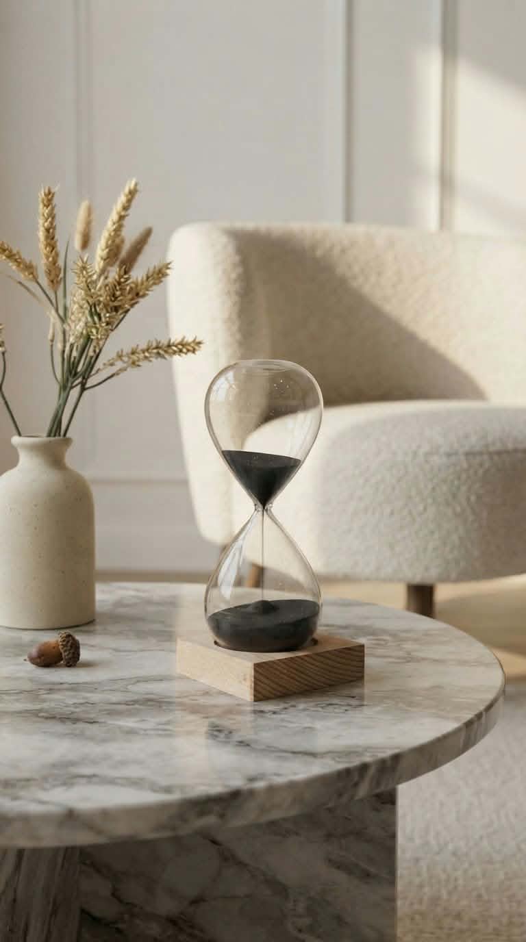 Luxury Black Sand Hourglass | 30-Minute Focus Timer | Wood Base