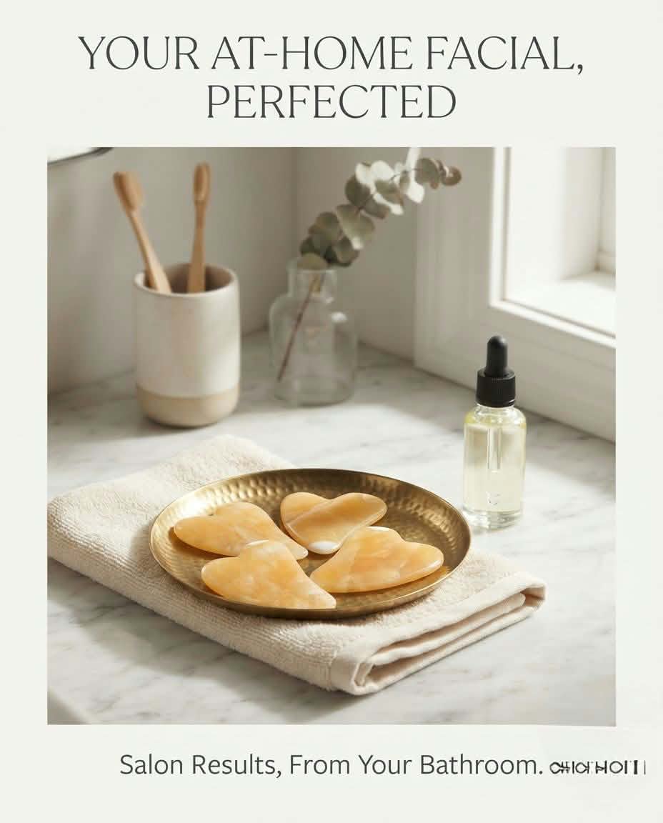Nile Alabaster Hearts Gua Sha Set (5-Piece) – 100% Natural Egyptian Onyx Facial Sculpting Tools with Organic Facial Oil | Luxury Self-Care Gift
