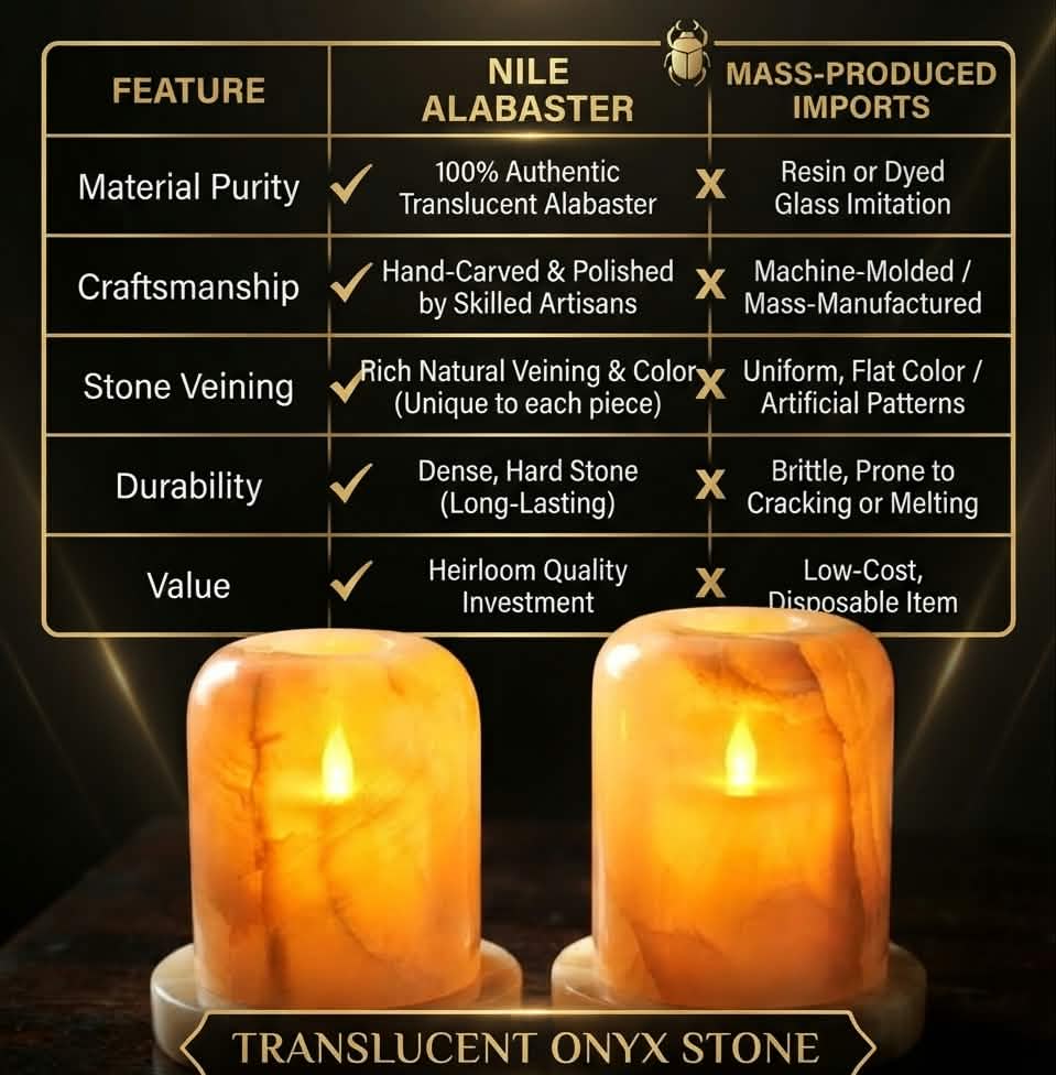 Hand-Carved Translucent Onyx Candle Holders (Set of 2) – Premium Natural Alabaster Stone Tealight Lanterns for Cozy Home Decor & Ambient Lighting✍️