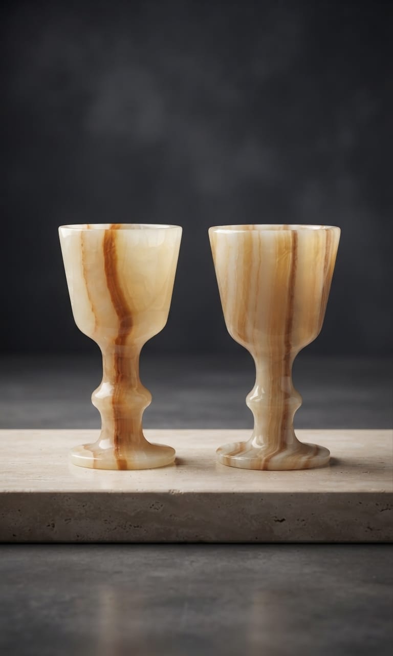 Royal Handcrafted Onyx Goblets — Hand-Carved Egyptian Stone