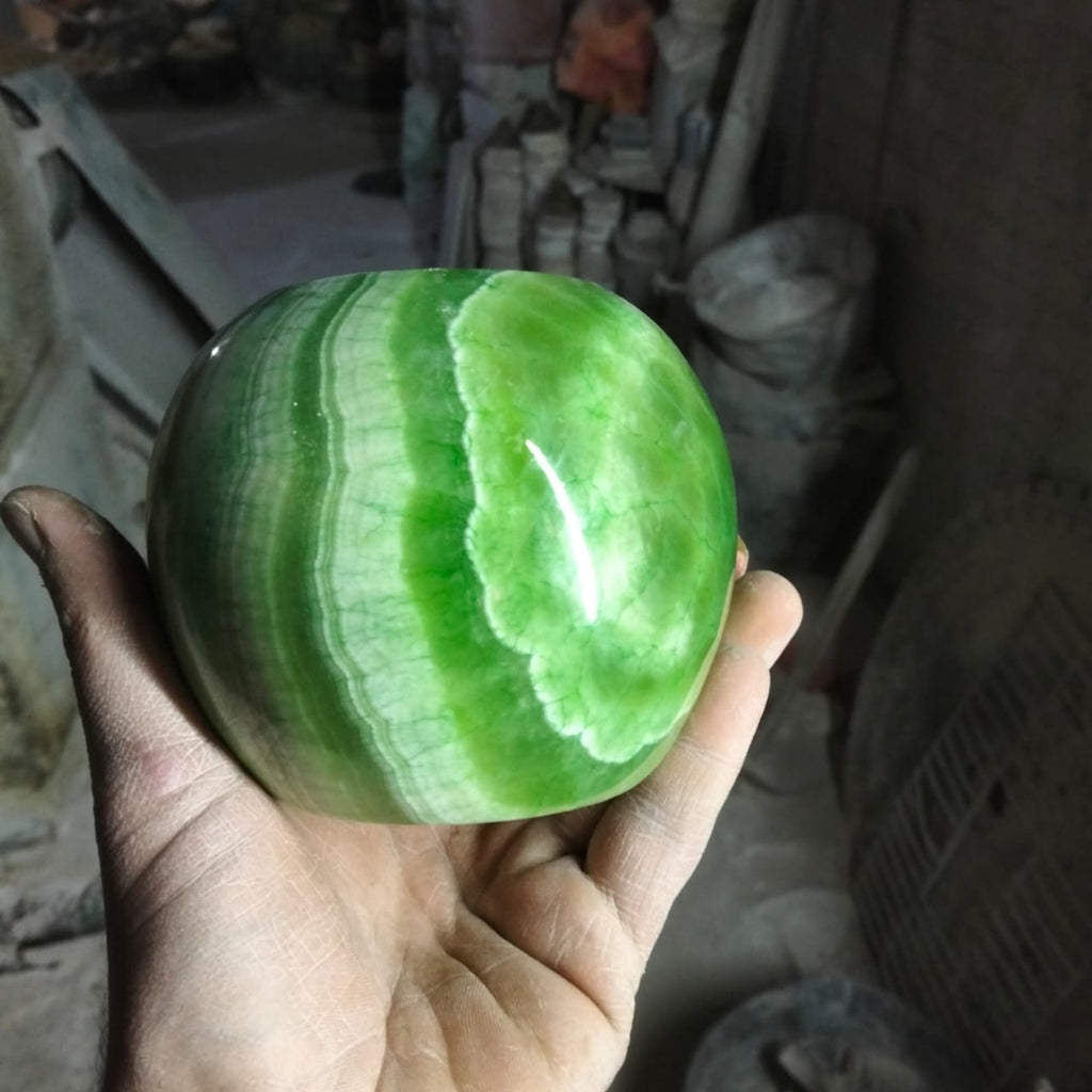 Rare Natural Onyx Duo – Green & Red Decorative Set
