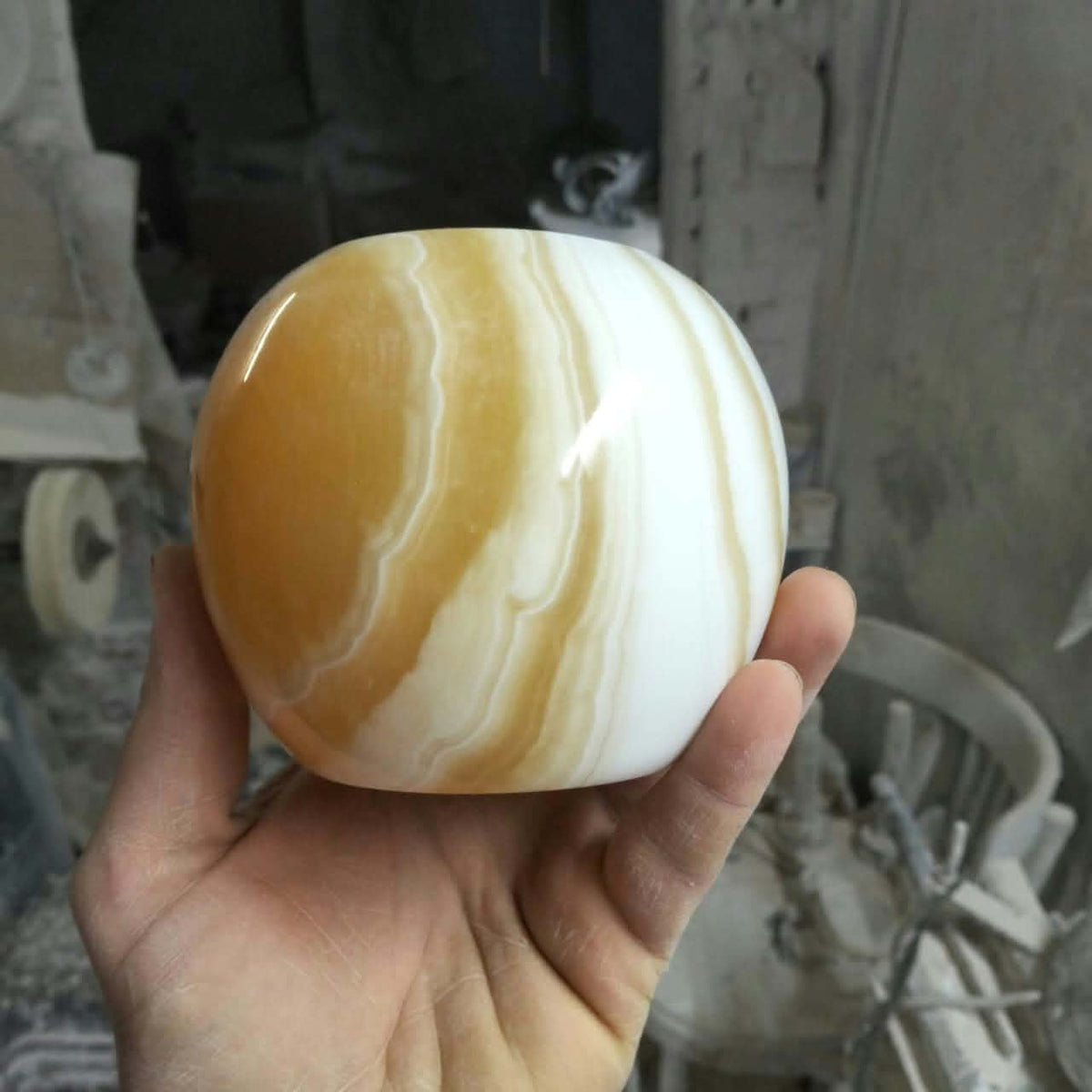 Hand-Carved Onyx Sphere Candle Holders (Set of 2) — Warm Ambient Glow