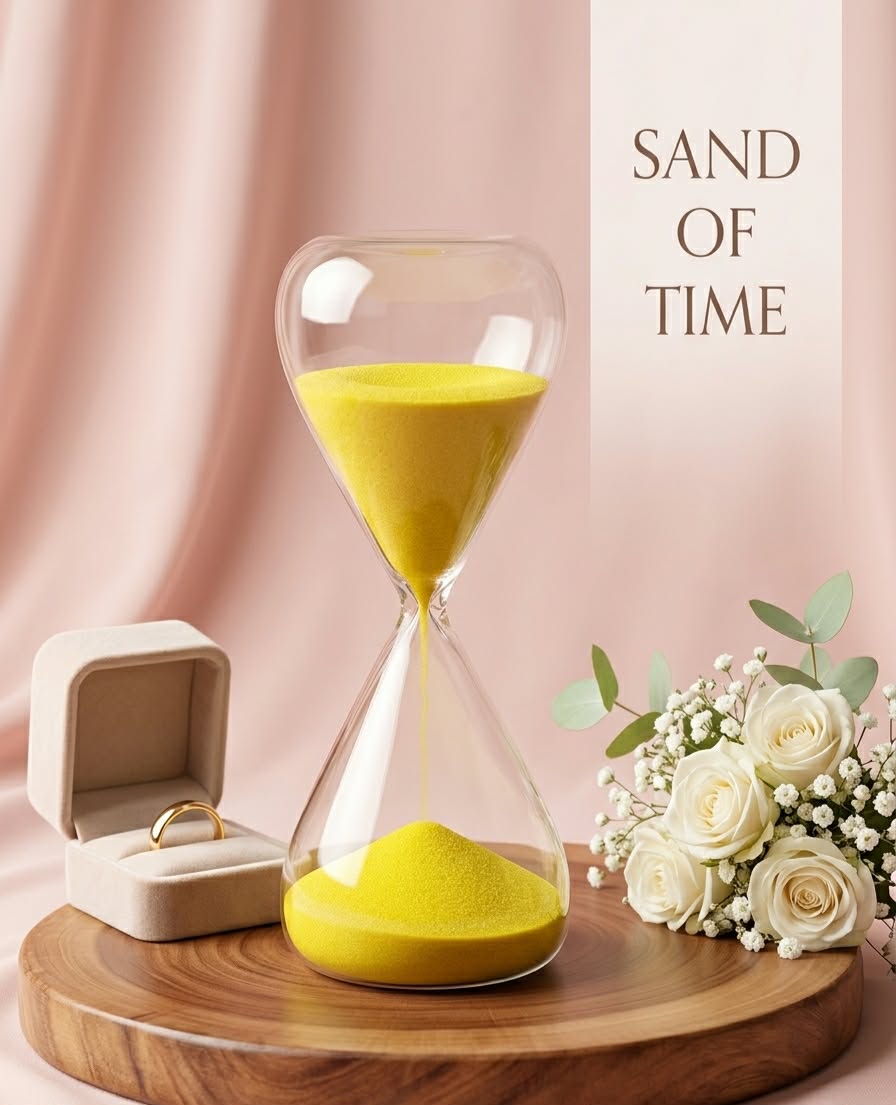 Luxury Black Sand Hourglass | 30-Minute Focus Timer | Wood Base