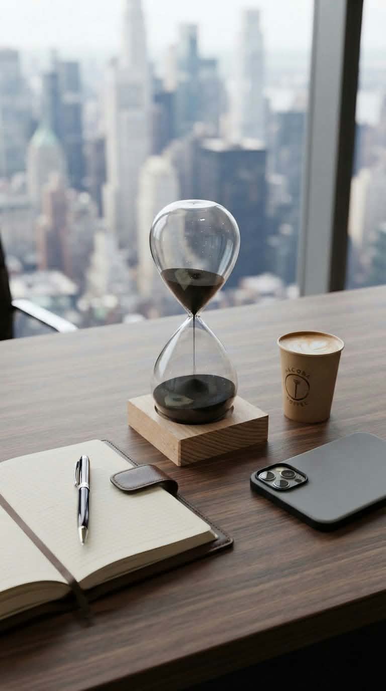 Luxury Black Sand Hourglass | 30-Minute Focus Timer | Wood Base
