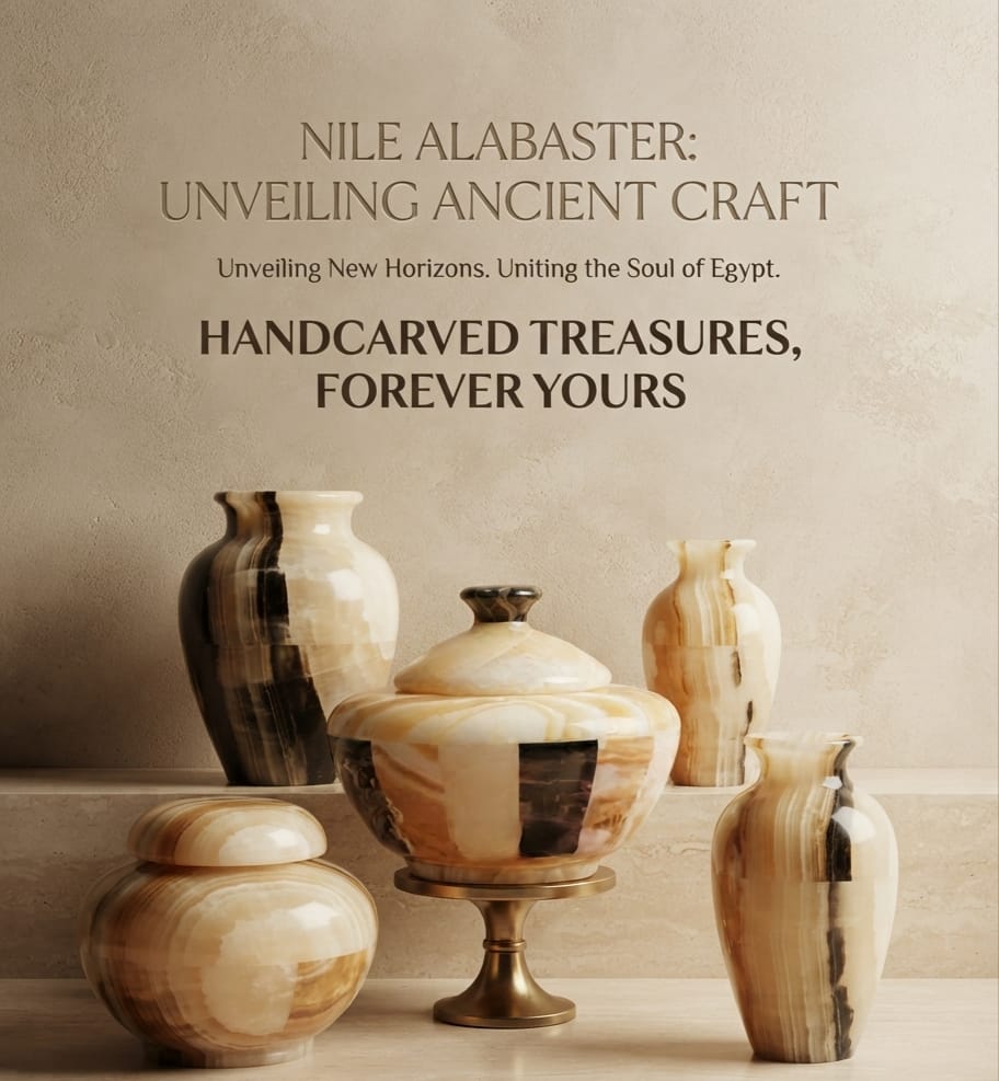 The Pharaoh's Crown Alabaster Jar — Hand-Carved Egyptian Stone