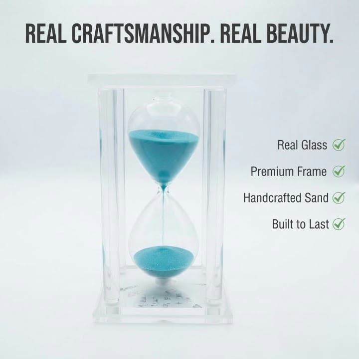 Crystal Frame Hourglass – Turquoise Sand Timer