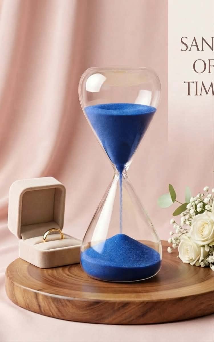 Luxury Black Sand Hourglass | 30-Minute Focus Timer | Wood Base