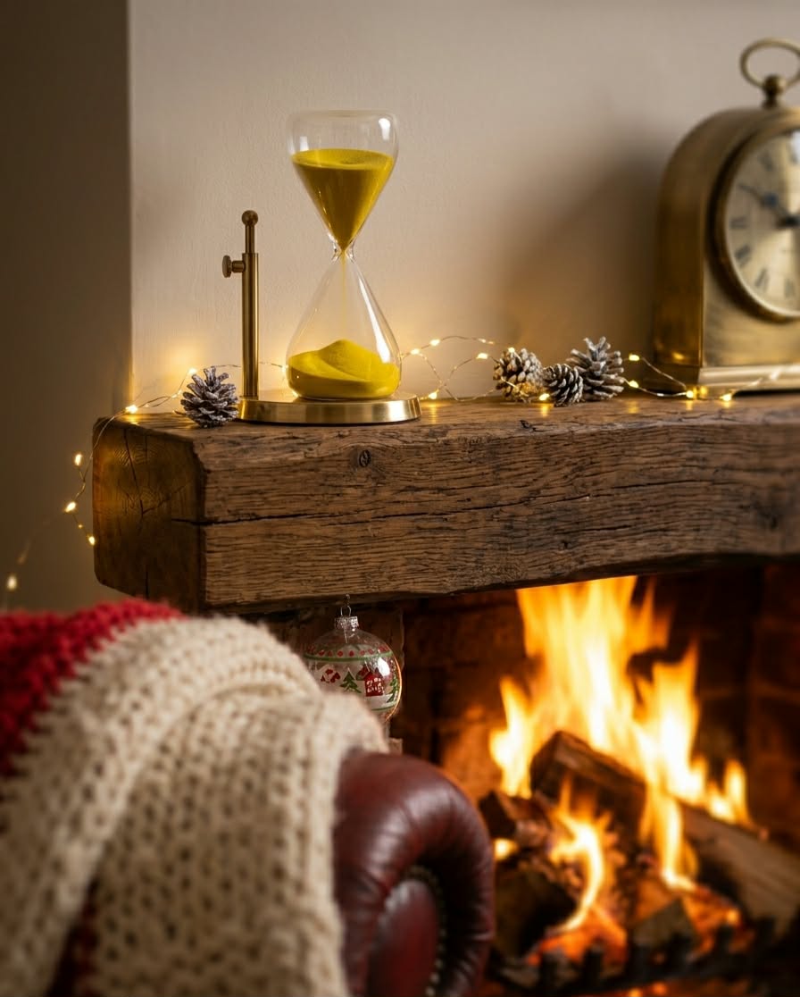 Luxury Black Sand Hourglass | 30-Minute Focus Timer | Wood Base