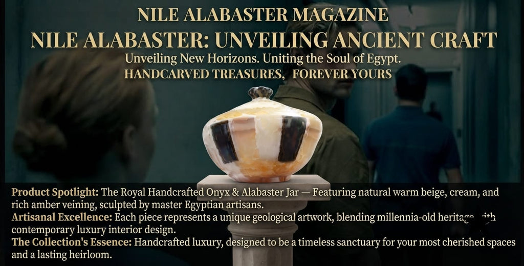 The Pharaoh's Crown Alabaster Jar — Hand-Carved Egyptian Stone