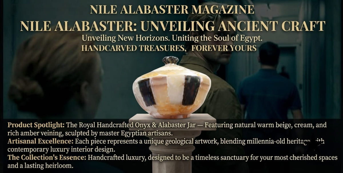 The Pharaoh's Crown Alabaster Jar — Hand-Carved Egyptian Stone