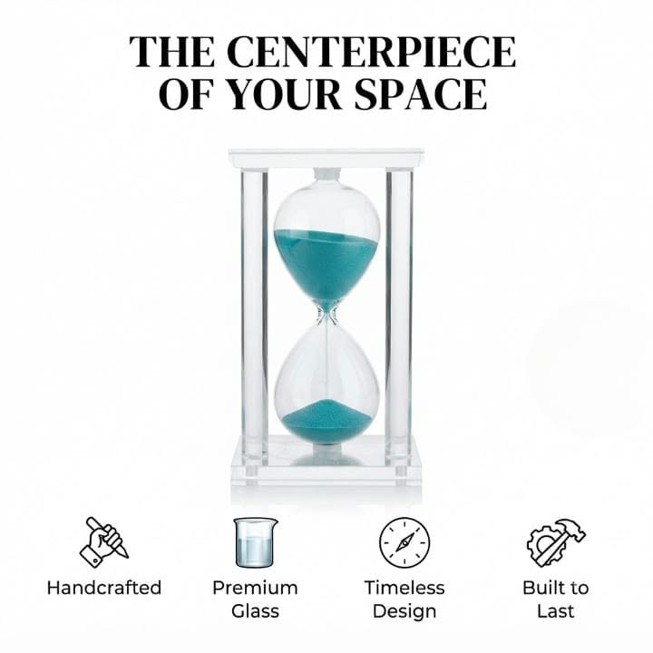 Crystal Frame Hourglass – Turquoise Sand Timer