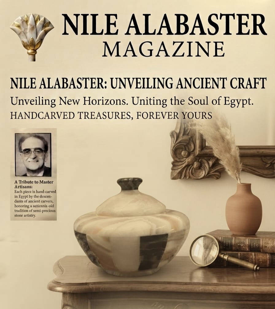 The Pharaoh's Crown Alabaster Jar — Hand-Carved Egyptian Stone
