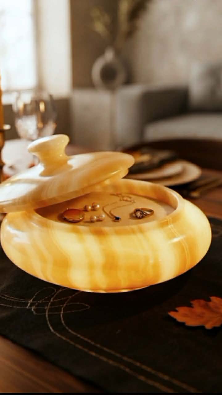 Hand-Carved Egyptian Onyx Jewelry Box — Luxury Natural Stone Keepsake Box