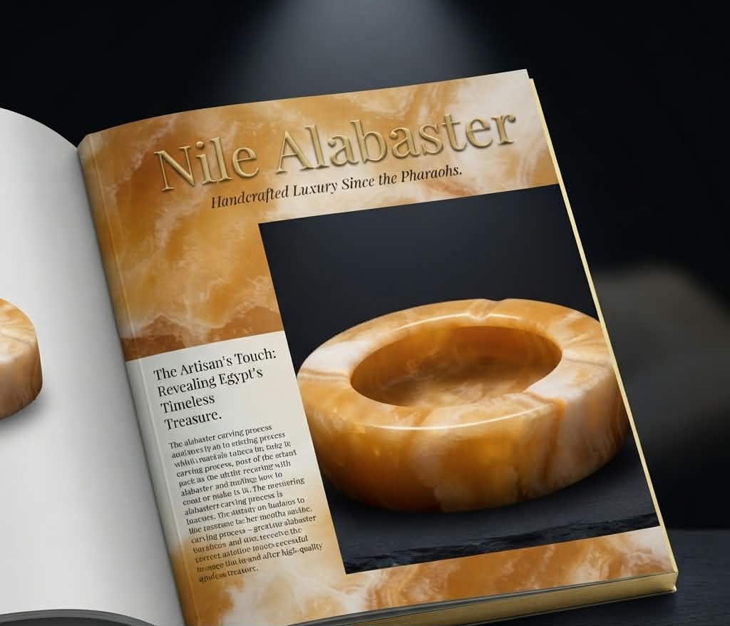 Golden Amber Alabaster Ring Bowl — Hand-Carved Egyptian Stone