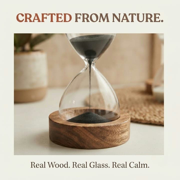 Serenity Hourglass - 15 Minute Natural Wood Sand Timer