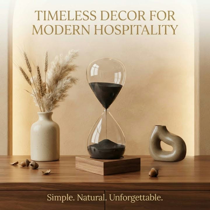 Luxury Black Sand Hourglass | 30-Minute Focus Timer | Wood Base