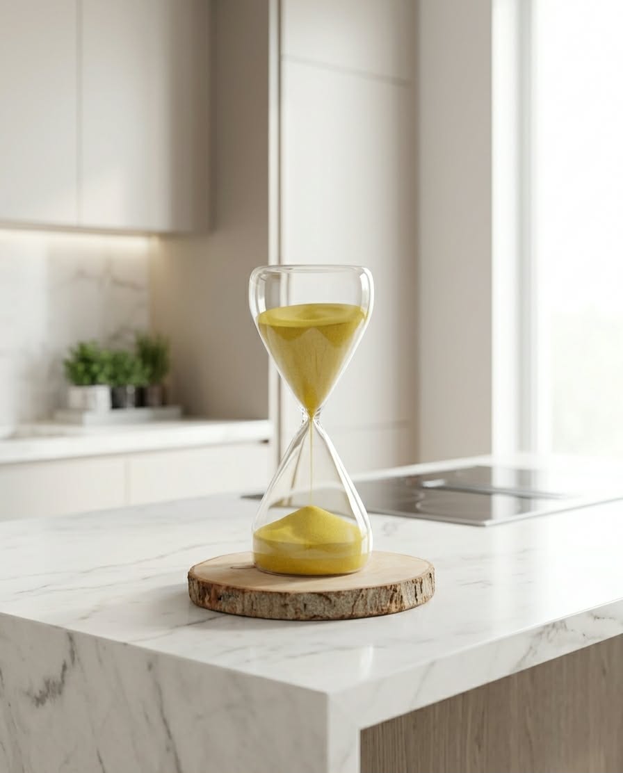 Luxury Black Sand Hourglass | 30-Minute Focus Timer | Wood Base
