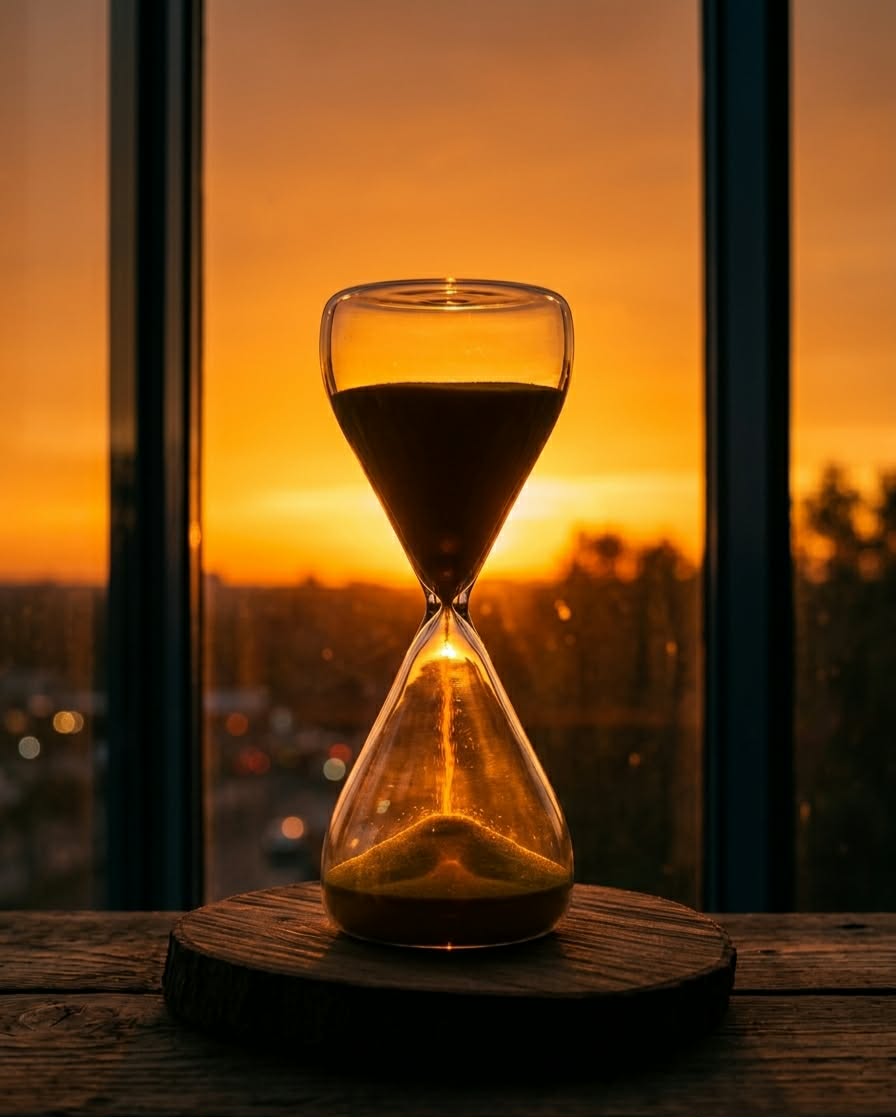 Luxury Black Sand Hourglass | 30-Minute Focus Timer | Wood Base