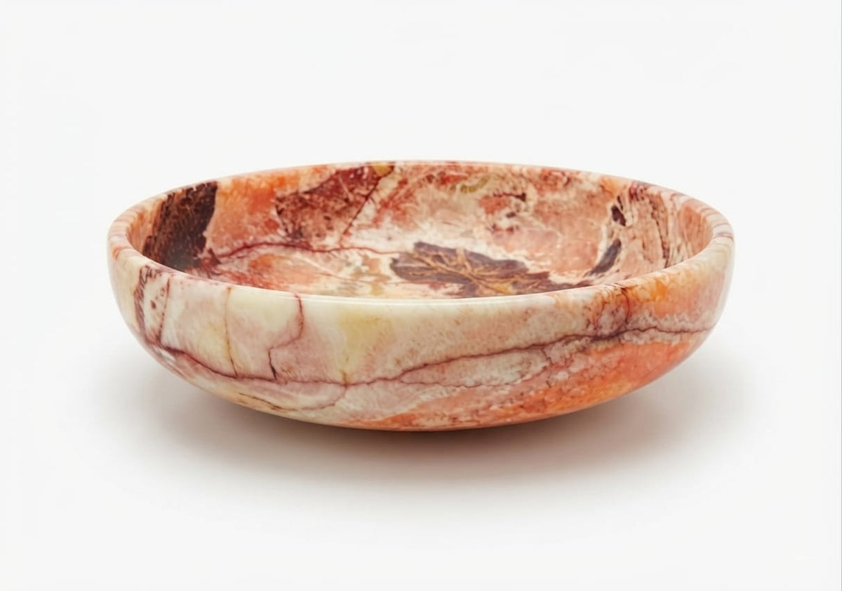 The Heritage Amber Alabaster Urn Vase | Hand-Carved Egyptian Stone Bowl