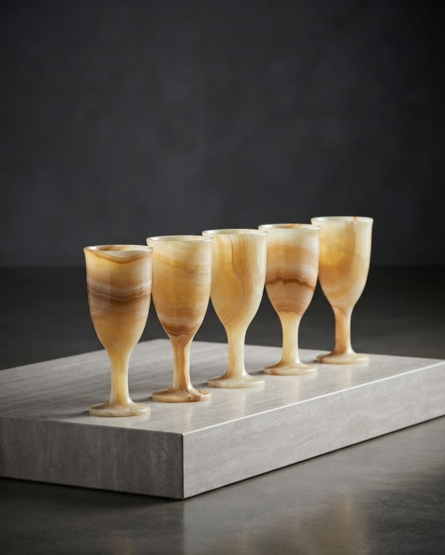 Hand-carved Egyptian Alabaster Chalice