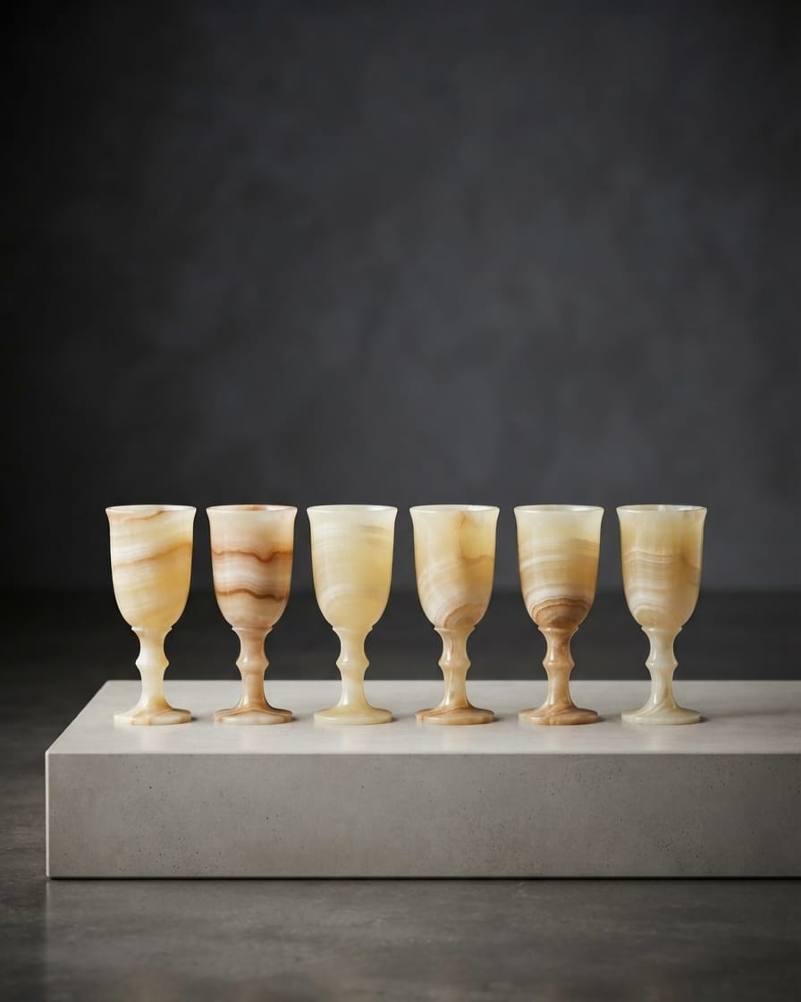 Hand-carved Egyptian Alabaster Chalice