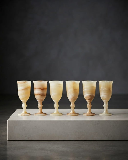 Hand-carved Egyptian Alabaster Chalice