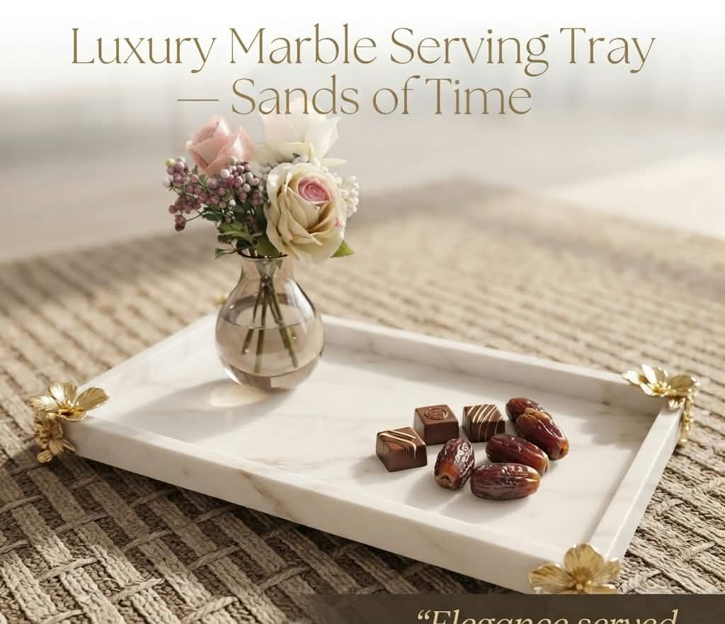 Nile Alabaster Luxury Serving Tray — Hand-Carved Natural Stone