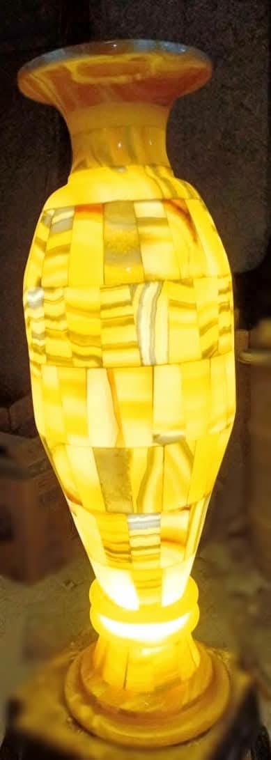 Hand-Carved Egyptian Alabaster Vase — Amber Glow Natural Stone Vase