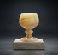 Hand-Carved Egyptian Alabaster Goblet – Amber Chalice