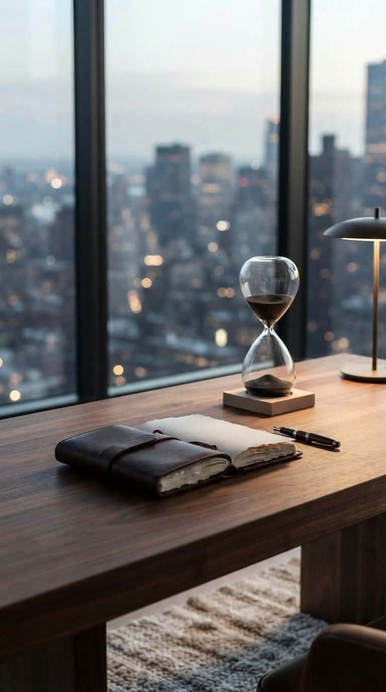 Luxury Black Sand Hourglass | 30-Minute Focus Timer | Wood Base