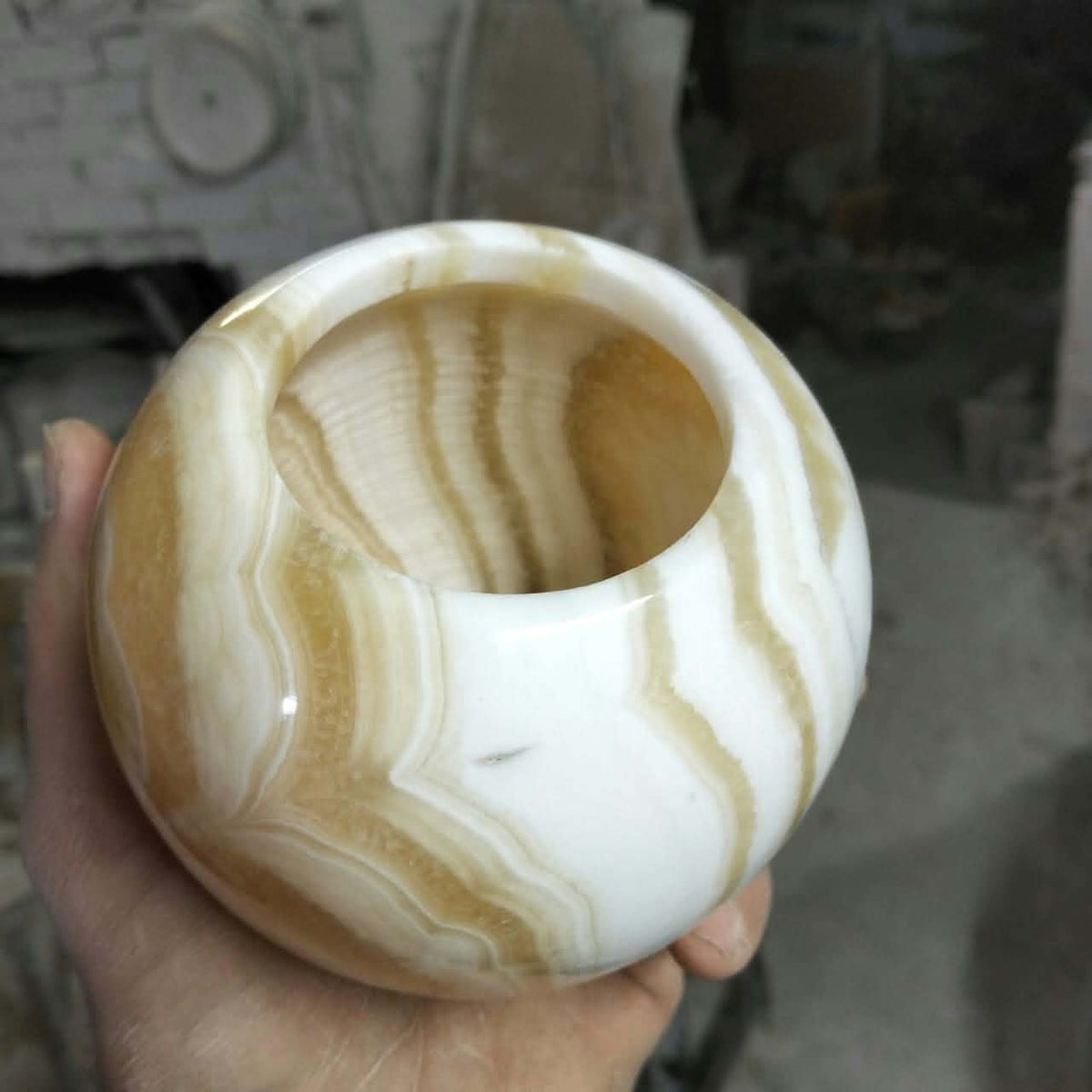 Hand-Carved Onyx Sphere Candle Holders (Set of 2) — Warm Ambient Glow