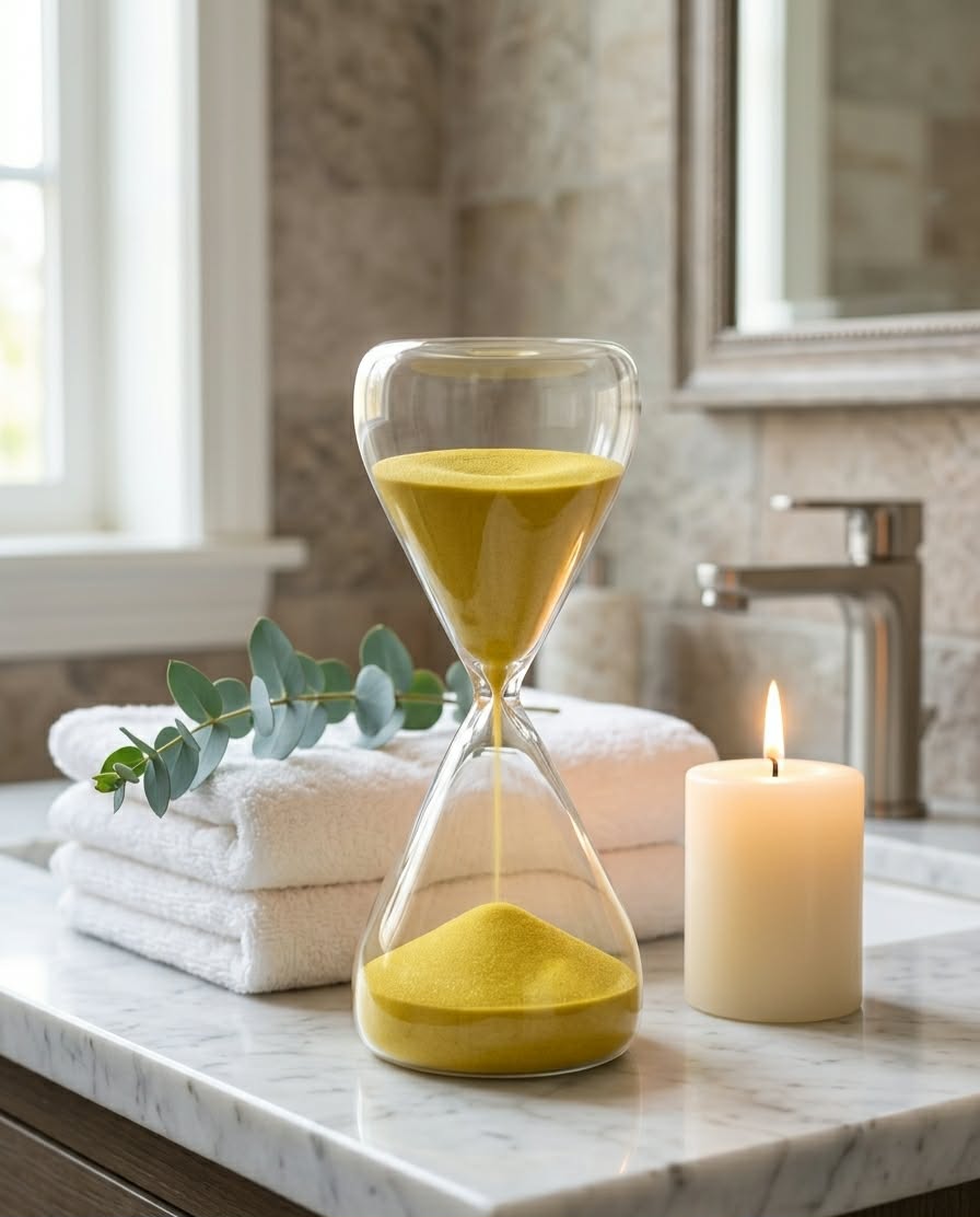 Luxury Black Sand Hourglass | 30-Minute Focus Timer | Wood Base