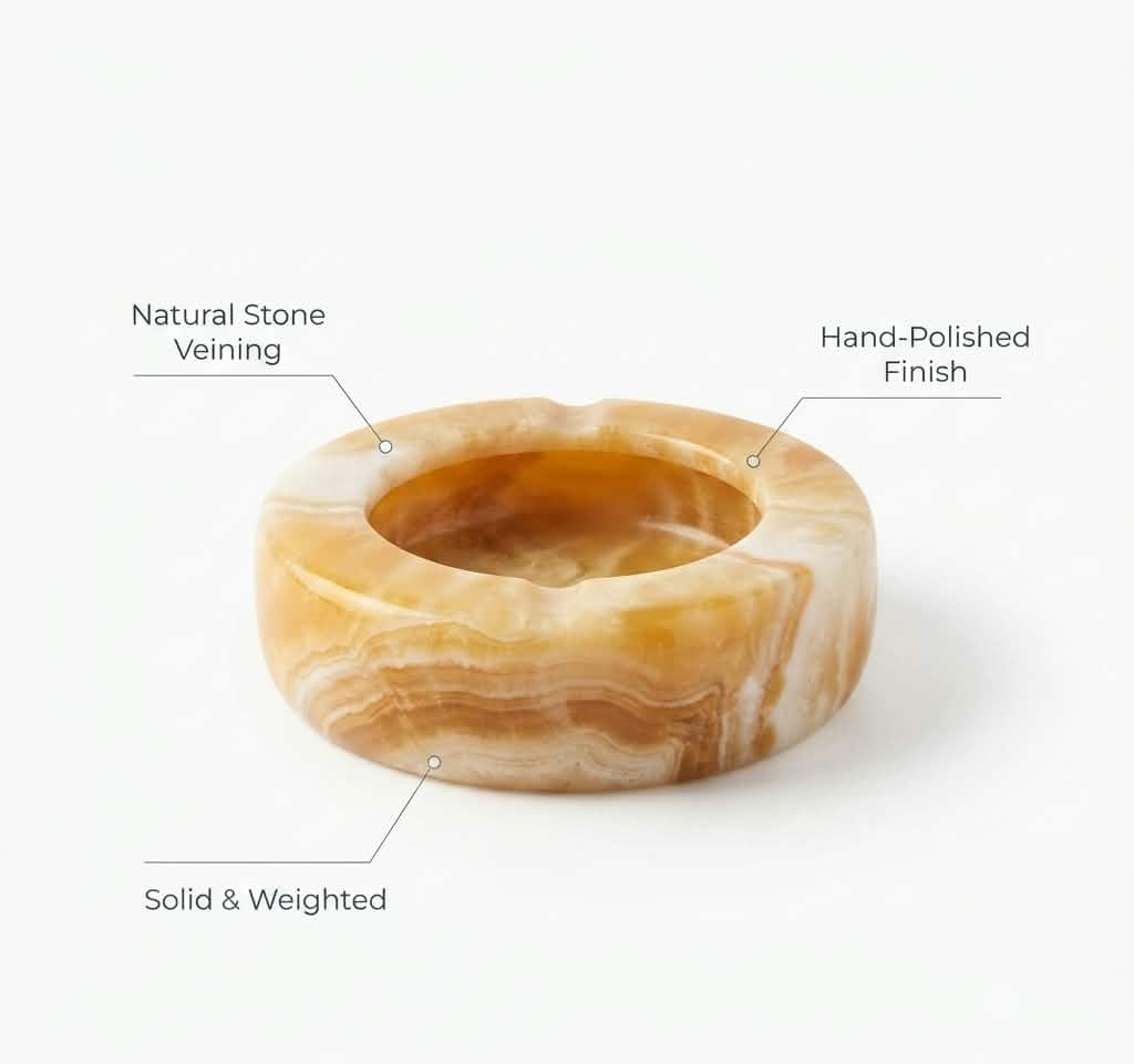 Golden Amber Alabaster Ring Bowl — Hand-Carved Egyptian Stone