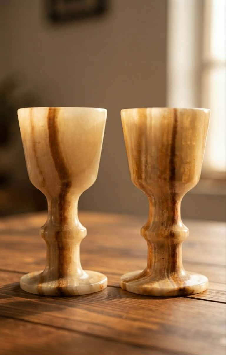 Royal Handcrafted Onyx Goblets — Hand-Carved Egyptian Stone