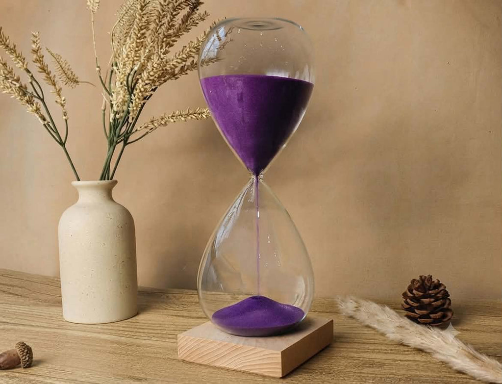 Luxury Black Sand Hourglass | 30-Minute Focus Timer | Wood Base
