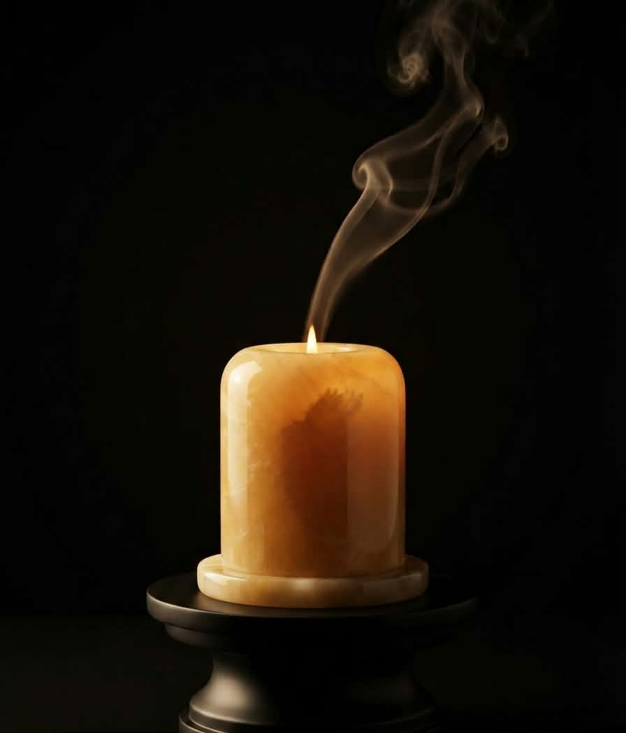 Hand-Carved Translucent Onyx Candle Holders (Set of 2) — Cylinder Design