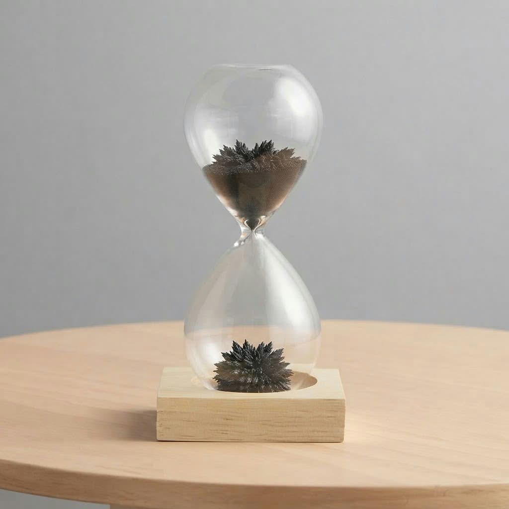 Luxury Magnetic Hourglass Timer – Handcrafted Wooden Base Art Piece for Office & Home Decor