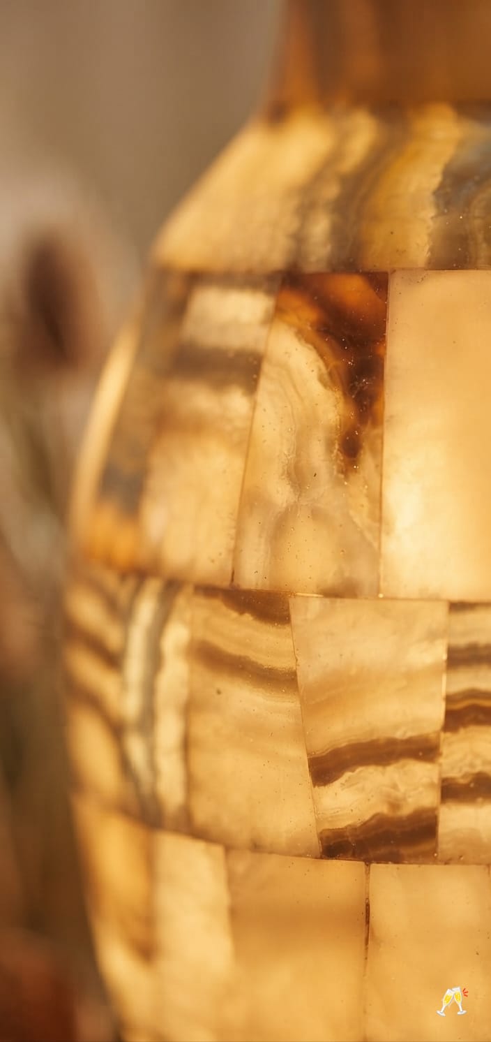 Hand-Carved Egyptian Alabaster Vase — Amber Glow Natural Stone Vase