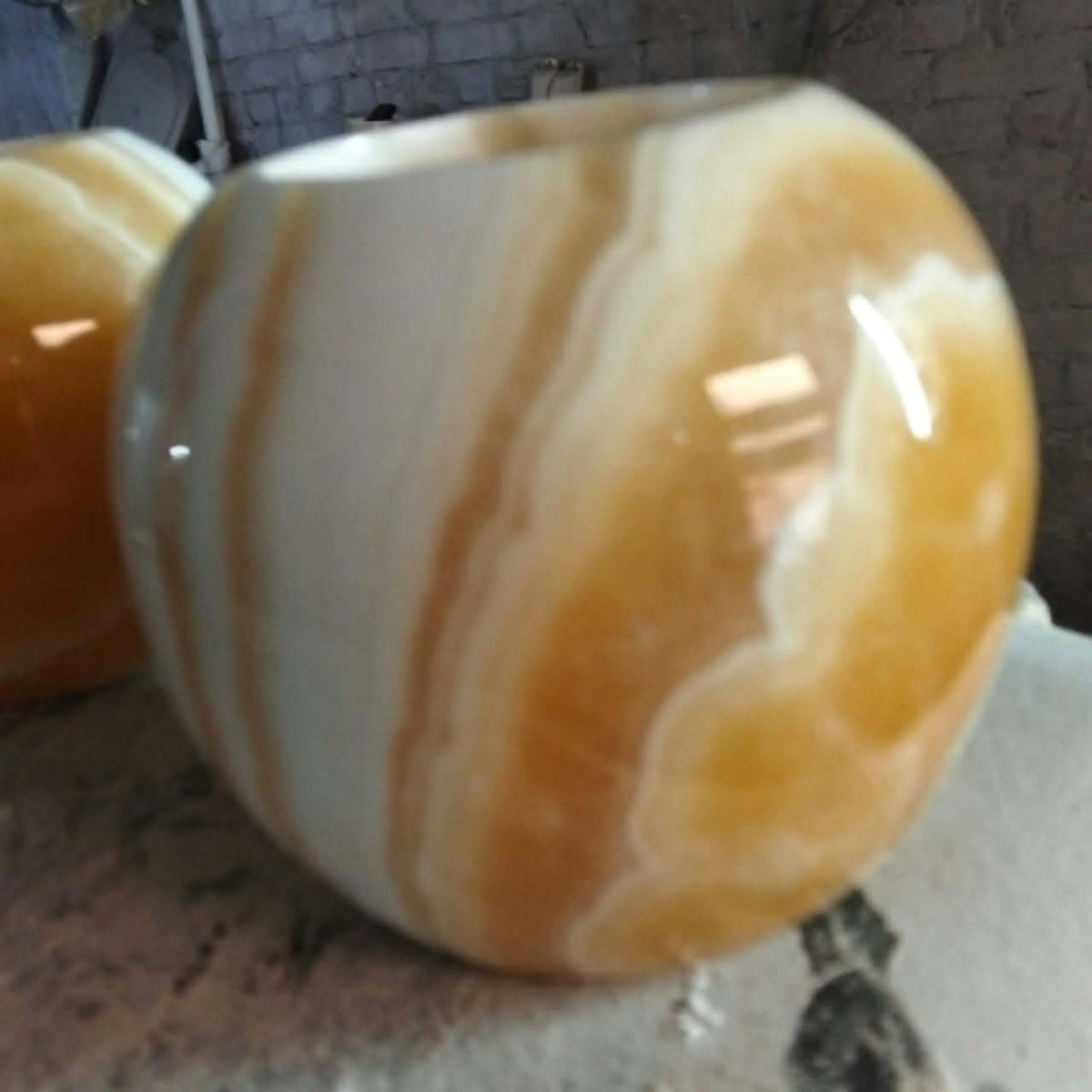 Hand-Carved Onyx Sphere Candle Holders (Set of 2) — Warm Ambient Glow