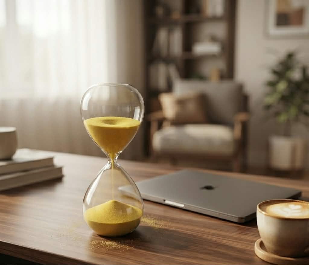 Luxury Black Sand Hourglass - 15 Minute Executive Sand Timer, Elegant Glass Desk Decor for Office, Modern Minimalist Time Management & Productivity Tool, Unique Gift for Professionals