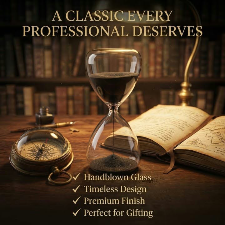 The Executive Hourglass — Handcrafted Egyptian Alabaster Sand Timer for the Modern Boardroom